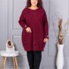 Plus size πλεκτή τουνίκ-μπορντό-κωδ 7577-4