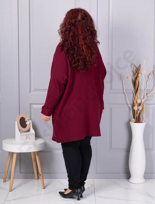 Plus size πλεκτή τουνίκ-μπορντό-κωδ 7577-4
