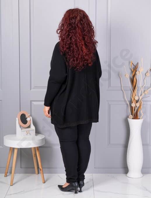 Plus size πλεκτή μπλούζα με λούρεξ ρίγα-μαύρο-κωδ 2037