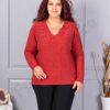 Plus size πλεκτή λούρεξ μπλούζα-κεραμιδί-κωδ 221-2