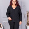 Plus size πλεκτή λούρεξ μπλούζα-μαύρο-κωδ 221