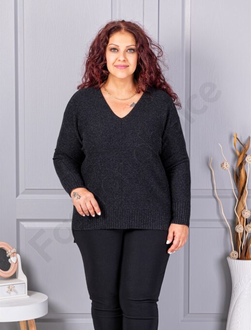Plus size πλεκτή λούρεξ μπλούζα-μαύρο-κωδ 221