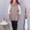 Plus size αμάνικο μπουφάν με κουκούλα-μόκα-κωδ 9873-4