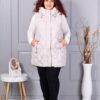 Plus size αμάνικο μπουφάν με κουκούλα-εκρού-κωδ 9873-1