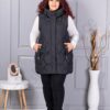 Plus size αμάνικο μπουφάν με κουκούλα-μαύρο-κωδ 9873