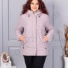 Plus size μπουφάν με κουκούλα-μόκα-κωδ 9880-3