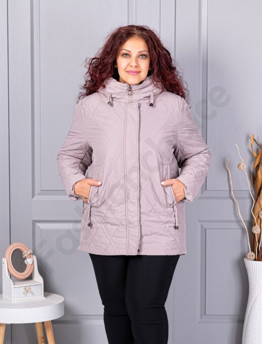 Plus size μπουφάν με κουκούλα-μόκα-κωδ 9880-3