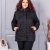 Plus size μπουφάν με κουκούλα-μαύρο-κωδ 9880