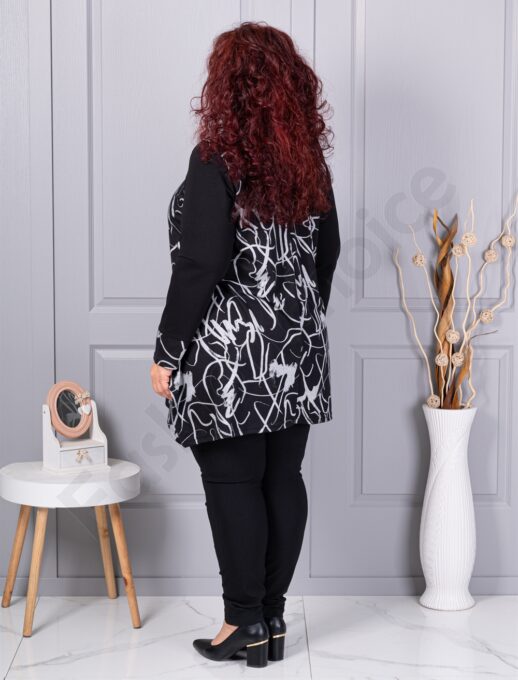 Plus size ασύμμετρη τουνίκ-ασπρόμαυρο-κωδ 261432