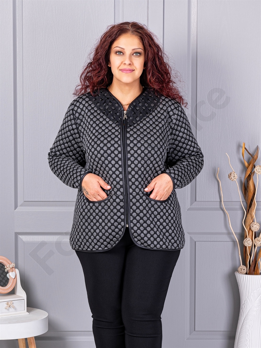 Plus size ζακέτα με πουά-κωδ 20040-3