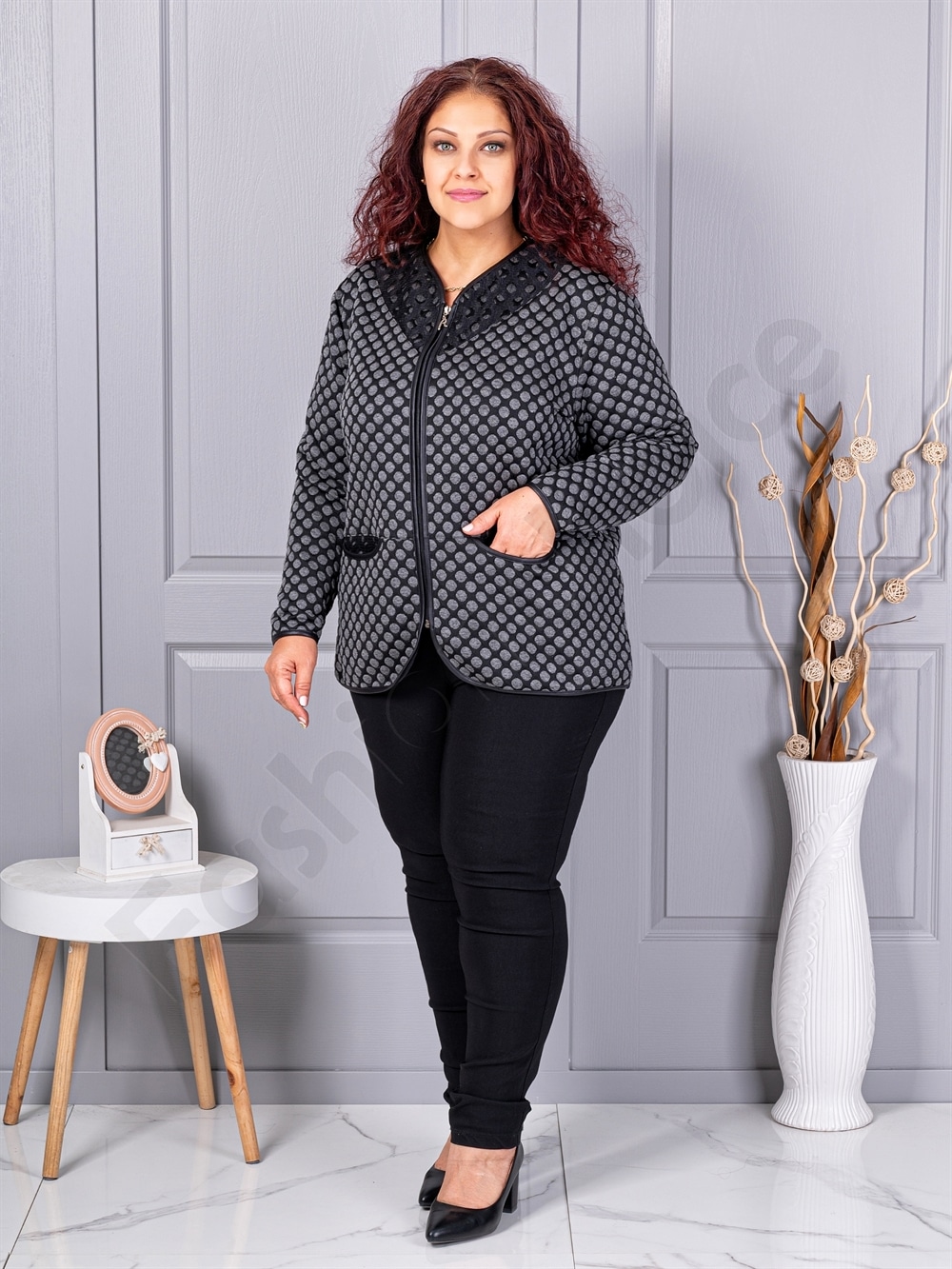 Plus size ζακέτα με πουά-κωδ 20040-3