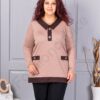 Plus size μπλούζα με γιακά και κουμπιά-μόκα-κωδ 1475-1