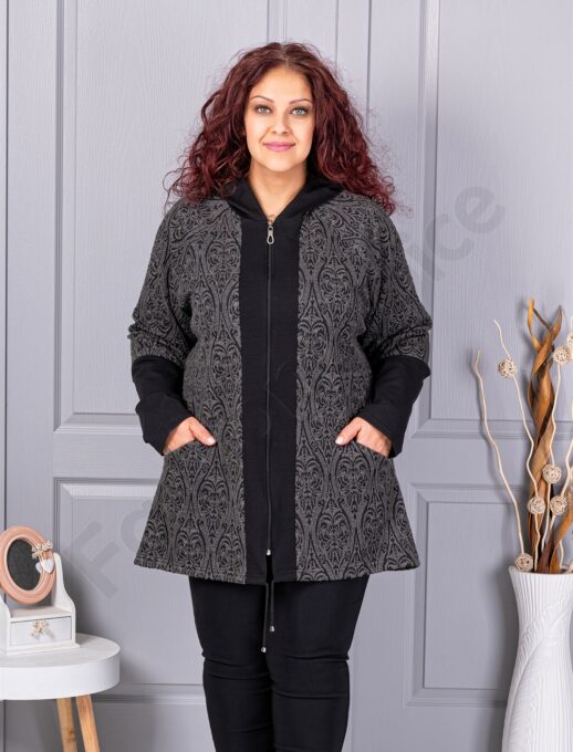 Plus size ζακέτα με μπαρόκ μοτίβα-κωδ 1212-5