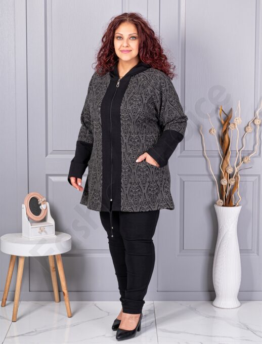 Plus size ζακέτα με μπαρόκ μοτίβα-κωδ 1212-5