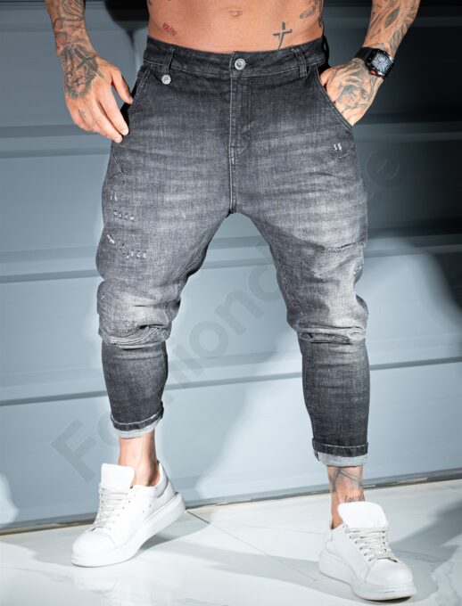 Ανδρικό τζιν παντελόνι drop crotch-μαύρο-κωδ 12913