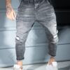 Ανδρικό τζιν παντελόνι drop crotch-γκρι-κωδ 12914