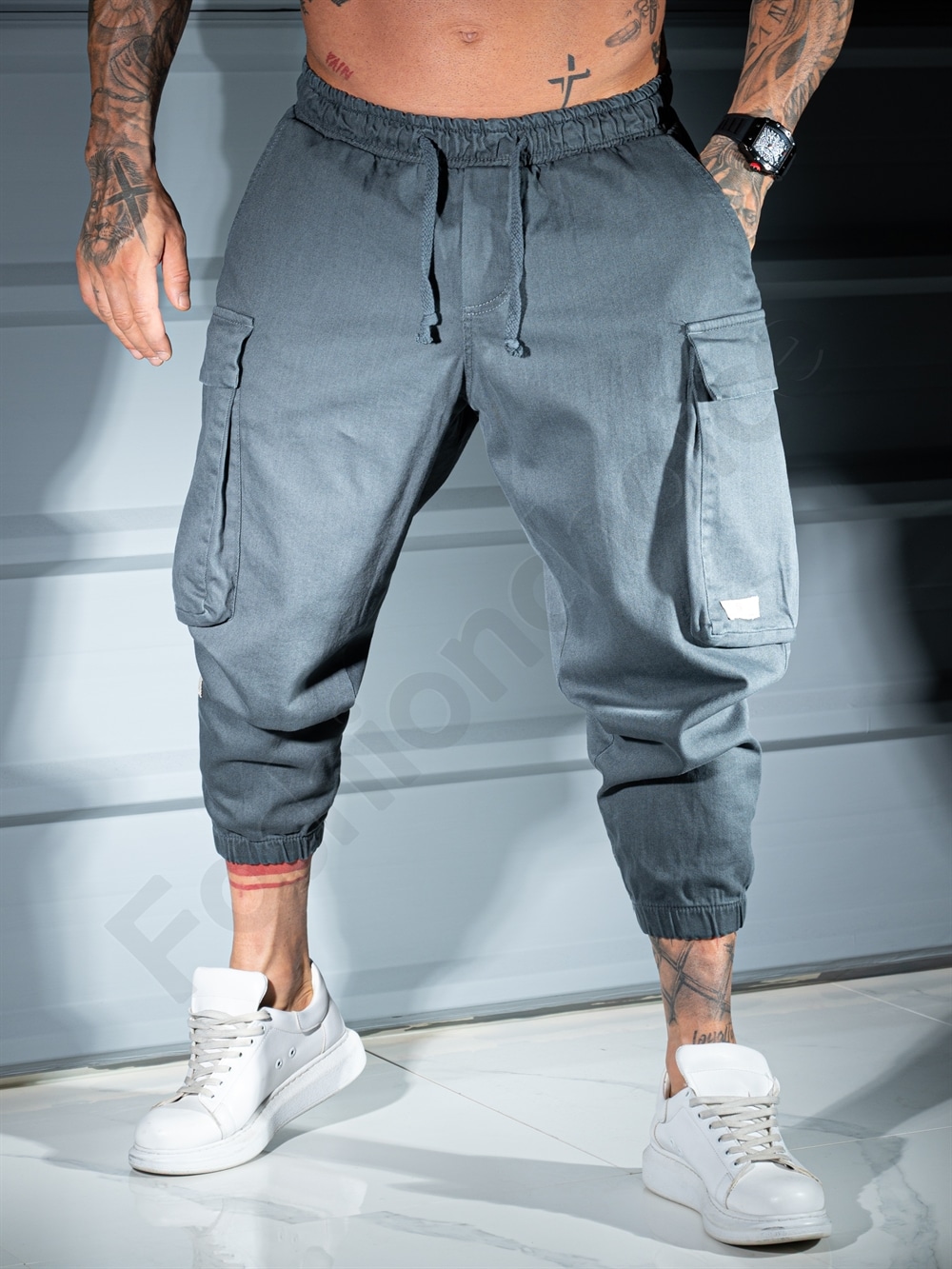 Ανδρικό cargo-jogger παντελόνι-γκρι-κωδ 3118