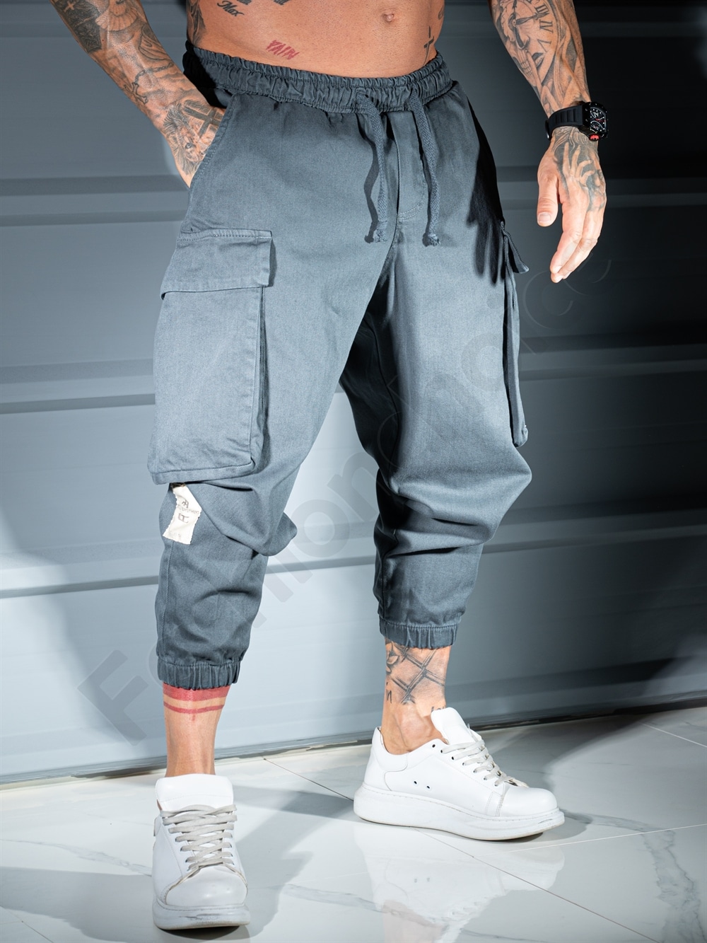 Ανδρικό cargo-jogger παντελόνι-γκρι-κωδ 3118