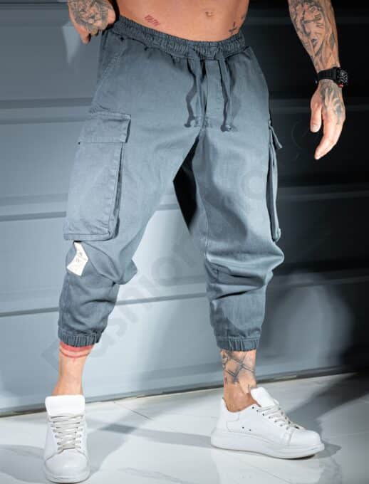 Ανδρικό cargo-jogger παντελόνι-γκρι-κωδ 3118