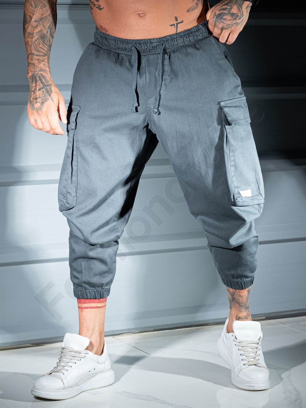 Ανδρικό cargo-jogger παντελόνι-γκρι-κωδ 3118
