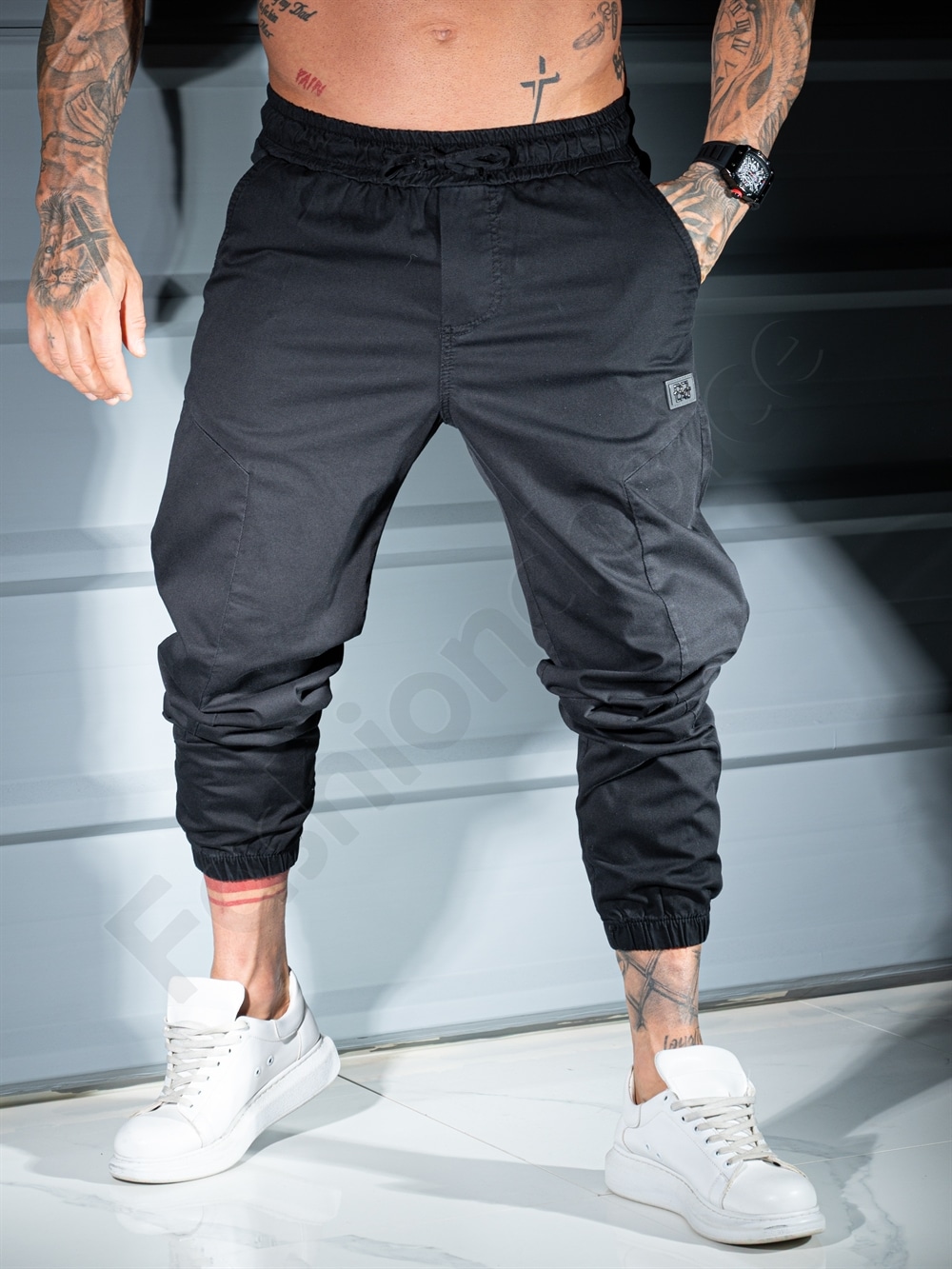 Ανδρικό jogger παντελόνι-μαύρο-κωδ 3119