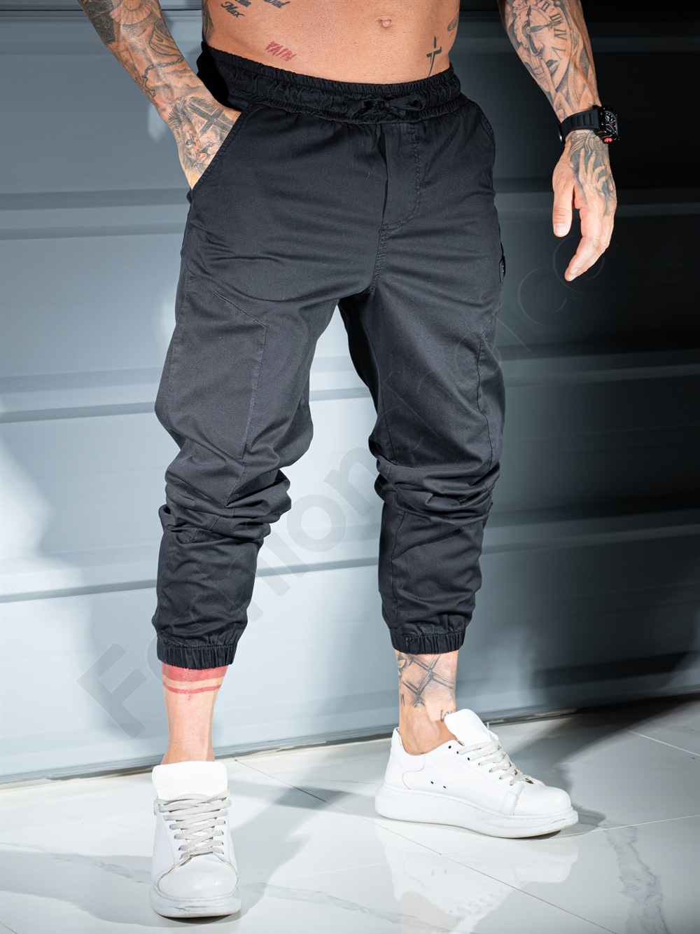 Ανδρικό jogger παντελόνι-μαύρο-κωδ 3119