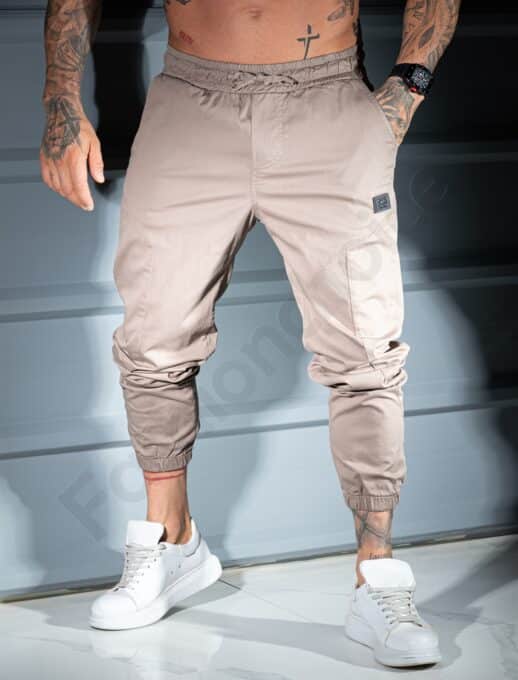 Ανδρικό jogger παντελόνι-μπεζ-κωδ 3119-2