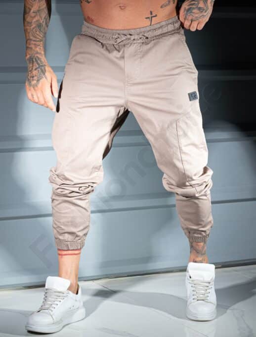 Ανδρικό jogger παντελόνι-μπεζ-κωδ 3119-2