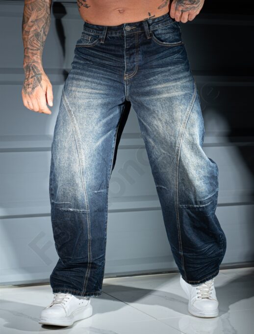 Ανδρικό τζιν παντελόνι baggy ξεβαμμένο-μπλε-κωδ 8674
