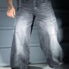 Ανδρικό τζιν παντελόνι baggy ξεβαμμένο-γκρι-κωδ 536