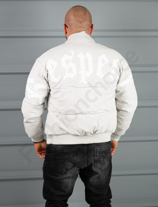 Ανδρικό μπουφάν bomber με απλικέ RESPECT-γκρι-κωδ 2508-2