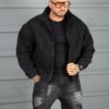 Ανδρικο μπουφάν μπουκλέ Oversize-μαύρο-κωδ 26030