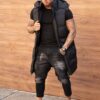 Ανδρικό αμάνικο μπουφάν μακρύ-μαύρο-κωδ 26020