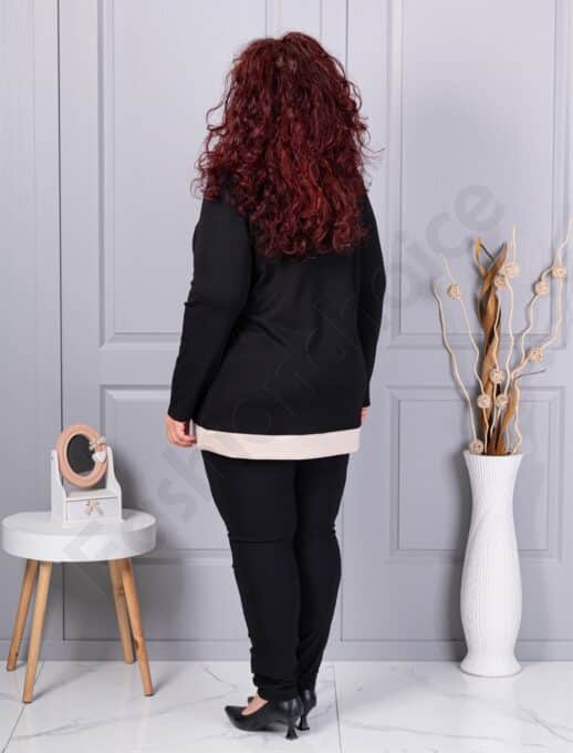 Plus size μπλούζα με γιακά και κουμπιά-μαύρο-κωδ 1475-3
