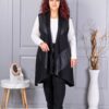 Plus size ασύμμετρο γιλέκο με συνδυασμό υφασμάτων-κωδ 261308