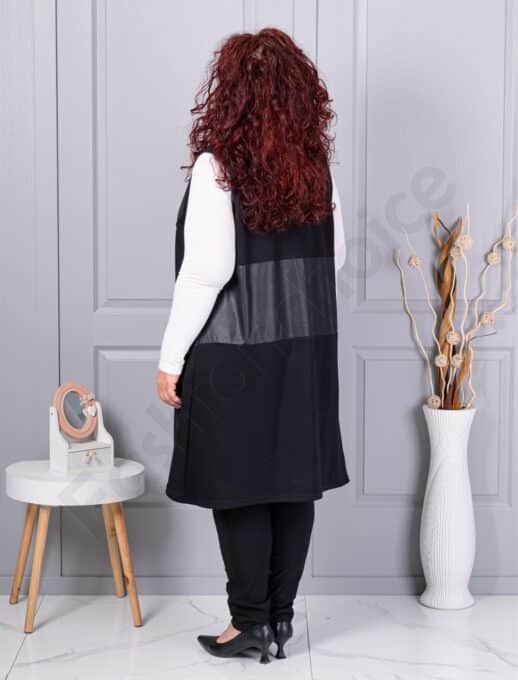 Plus size ασύμμετρο γιλέκο με συνδυασμό υφασμάτων-κωδ 261308