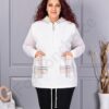 Plus size κασμίρ γιλέκο με καρό τσέπες-εκρού-κωδ 5716-1
