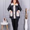 Plus size σουέτ μπουφάν με γούνινη λεπτομέρεια-μαύρο-κωδ 9830