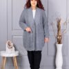 Plus size ζακέτα με ανάγλυφη πλέξη-γκρι-κωδ 25802-3