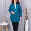 Plus size ζακέτα με ανάγλυφη πλέξη-πετρόλ-κωδ 25802-1