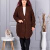 Plus size ζακέτα με ανάγλυφη πλέξη-καφέ-κωδ 25802-6