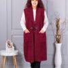 Plus size μπουκλέ γιλέκο μακρύ-μπορντό-κωδ 2184-4