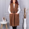 Plus size μπουκλέ γιλέκο μακρύ-ταμπά-κωδ 2184-6