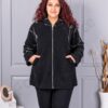 Plus size μπουκλέ ζακέτα-μαύρο-κωδ 9843