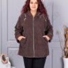 Plus size μπουκλέ ζακέτα-καφέ-κωδ 9843-2