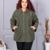 Plus size μπουκλέ ζακέτα-χακί-κωδ 9843-3