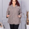 Plus size μπουκλέ ζακέτα-μόκα-κωδ 9843-1