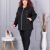 Plus size κασμίρ ζακέτα με απλικέ-μαύρο-κωδ 9846