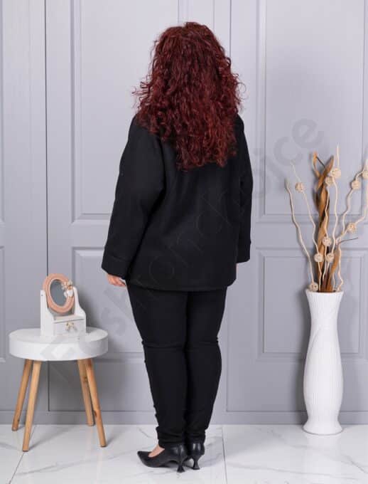 Plus size κασμίρ ζακέτα με απλικέ-μαύρο-κωδ 9846