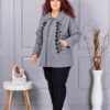 Plus size κασμίρ ζακέτα με απλικέ-γκρι-κωδ 9846-3